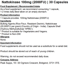 Nattokinase 100mg / 2000FU Capsules