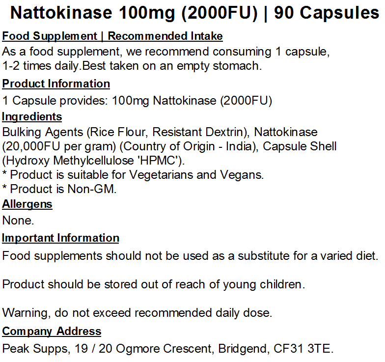 Nattokinase 100mg / 2000FU Capsules