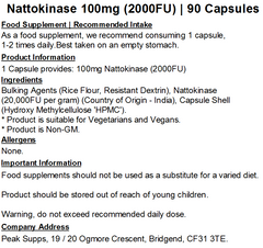 Nattokinase 100mg / 2000FU Capsules