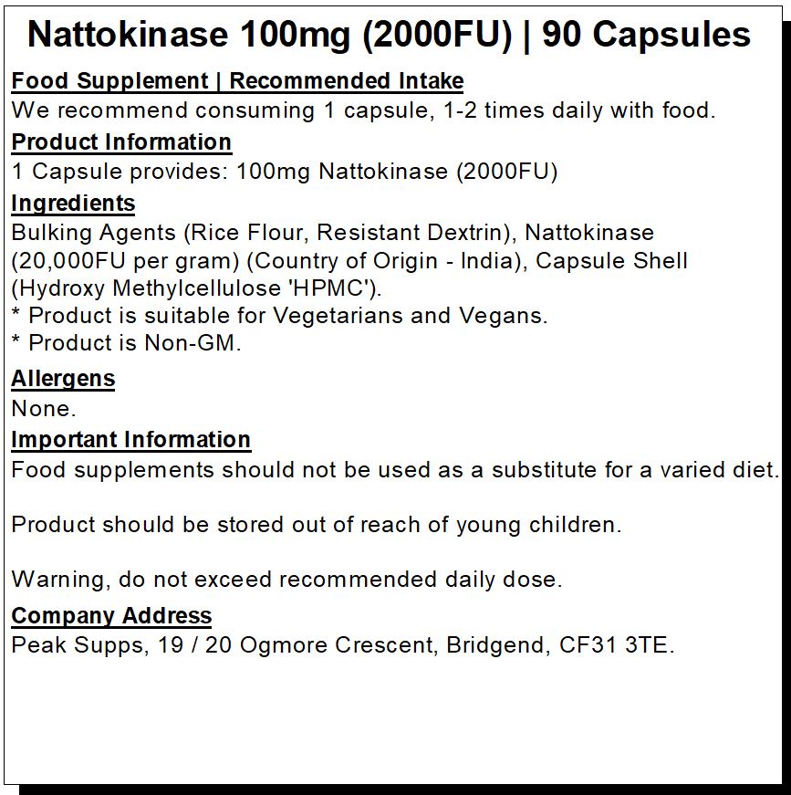 Nattokinase 100mg / 2000FU Capsules