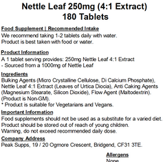 Nettle Leaf 250mg (4:1 Extract) Tablets