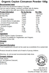 Organic Ceylon Cinnamon Powder (True Cinnamon)