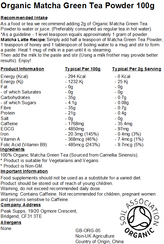 Organic Matcha Green Tea Powder