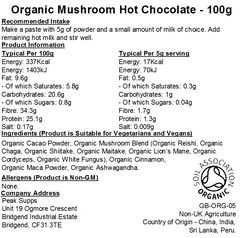 Organic Mushroom Hot Chocolate (Cacao) Powder