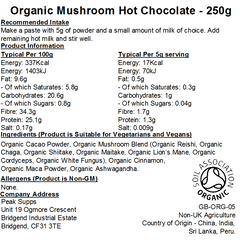 Organic Mushroom Hot Chocolate (Cacao) Powder