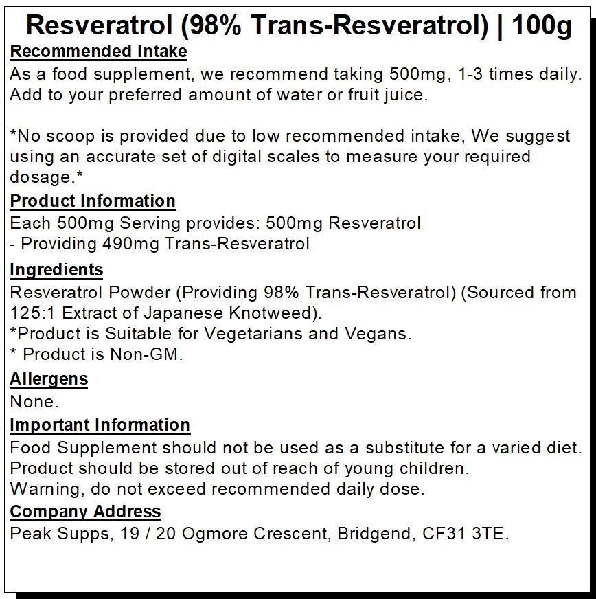 Resveratrol Extract Powder | 98% Trans Resveratrol