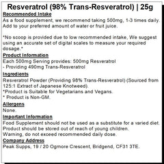 Resveratrol Extract Powder | 98% Trans Resveratrol