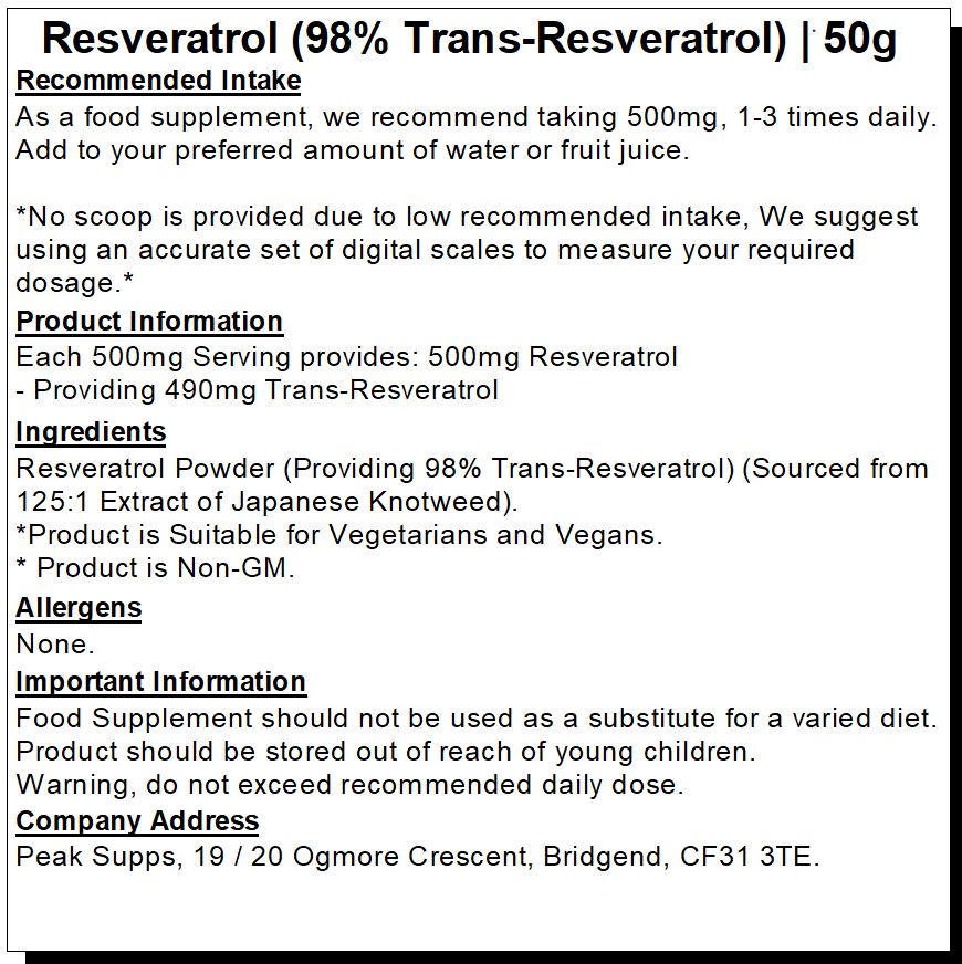 Resveratrol Extract Powder | 98% Trans Resveratrol