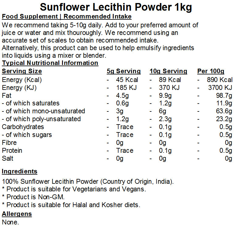 Sunflower Lecithin Powder