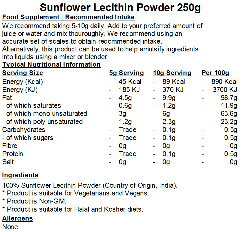 Sunflower Lecithin Powder