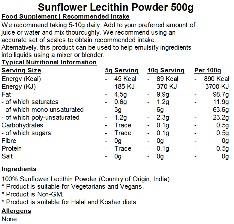 Sunflower Lecithin Powder