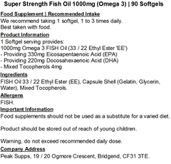 Super Strength Fish Oil 1000mg (Omega 3) Softgels