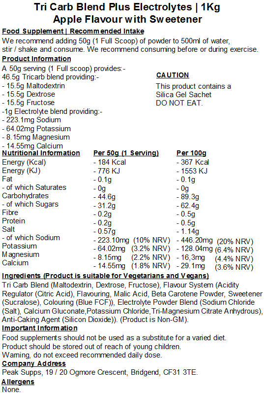 Tri Carb Plus - Carbohydrate & Electrolyte Blend
