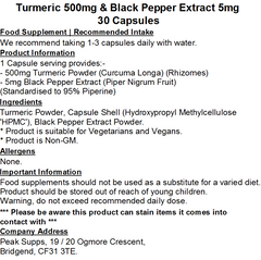 Turmeric 500mg & Black Pepper Extract 5mg Capsules