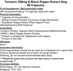 Turmeric 500mg & Black Pepper Extract 5mg Capsules