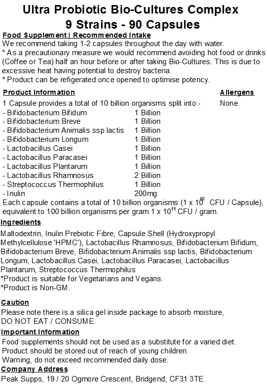 Ultra Probiotic Bio-Cultures Complex - 9 Strains