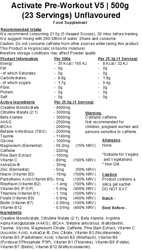 Activate Pre Workout v5