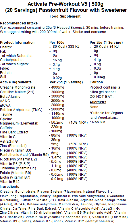 Activate Pre Workout v5