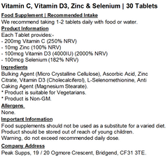 Vitamin C, Vitamin D3, Zinc & Selenium Tablets