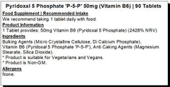 Peak Supps Vitamin B6 (Pyridoxal 5 Phosphate 'P5P') Tablets