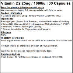 Vitamin D2 25ug / 1000iu Capsules