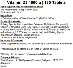 Vitamin D3 Tablets 4000iu / 100mcg