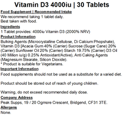 Vitamin D3 Tablets 4000iu / 100mcg