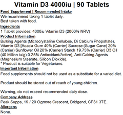 Vitamin D3 Tablets 4000iu / 100mcg