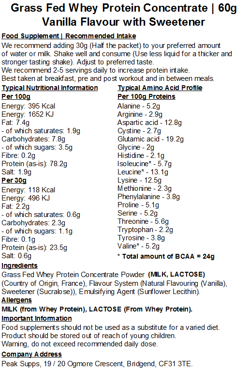 Whey Protein Grass Fed - 60g Sample Bundle