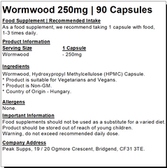 Wormwood 250mg Capsules