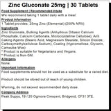 Zinc Gluconate 25mg Tablets