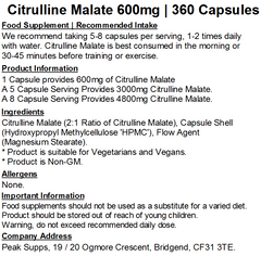 Citrulline Malate 600mg Capsules