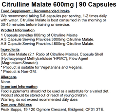Citrulline Malate 600mg Capsules