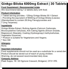 Ginkgo Biloba Tablets 6000mg