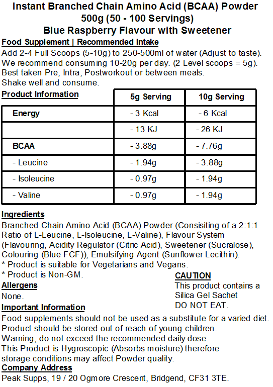 iBCAA Powder 2:1:1 (Instant BCAA) Vegan
