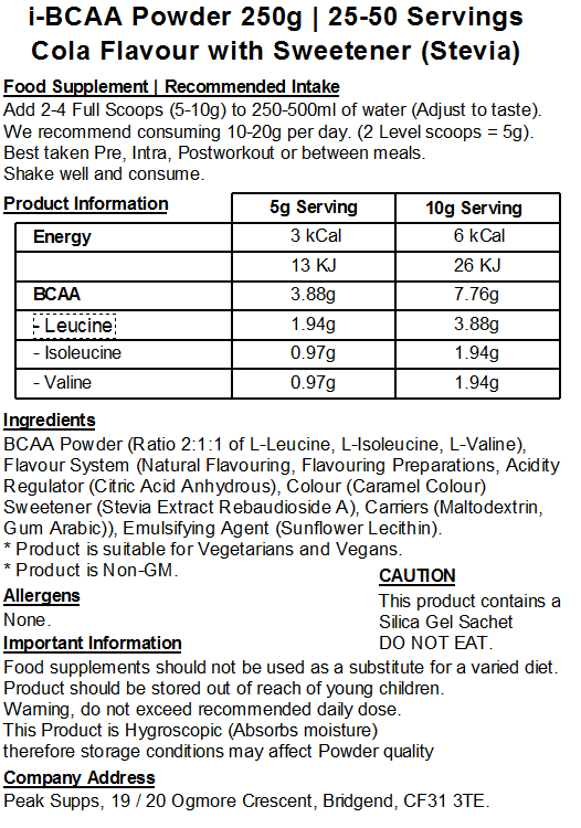 iBCAA Powder 2:1:1 (Instant BCAA) Vegan