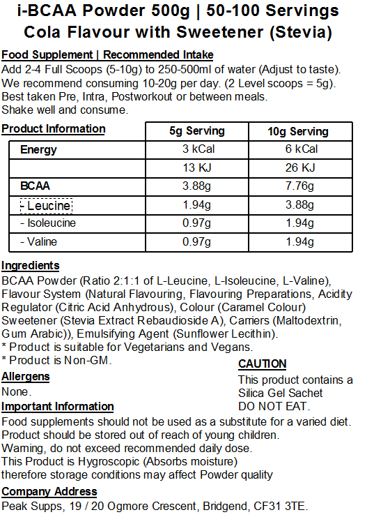 iBCAA Powder 2:1:1 (Instant BCAA) Vegan