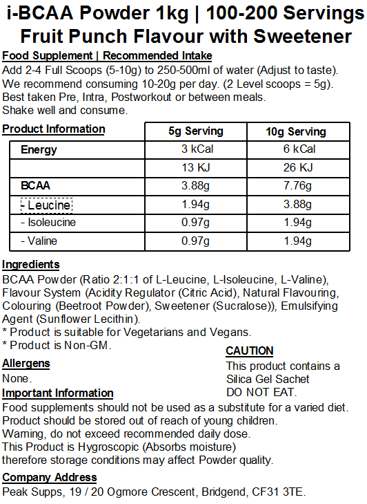 iBCAA Powder 2:1:1 (Instant BCAA) Vegan