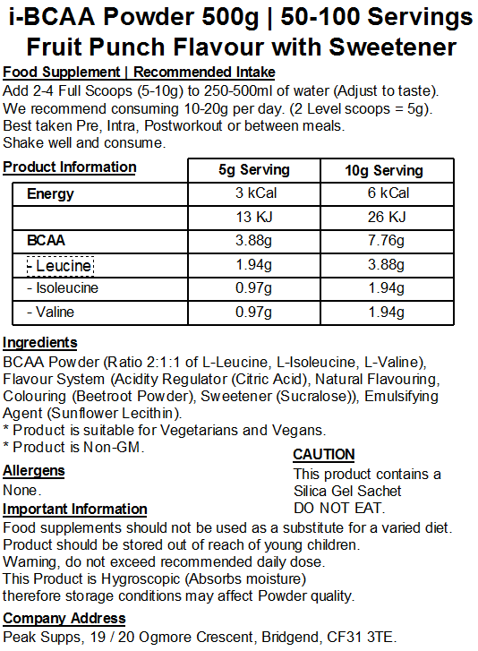 iBCAA Powder 2:1:1 (Instant BCAA) Vegan