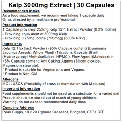 Sea Kelp Capsules 3000mg - (Iodine 0.75mg)