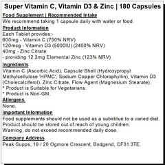 Super Vitamin C, Vitamin D3 & Zinc Capsules