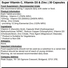 Super Vitamin C, Vitamin D3 & Zinc Capsules