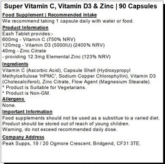 Super Vitamin C, Vitamin D3 & Zinc Capsules