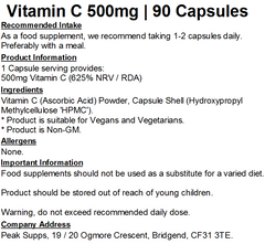 Vitamin C 500mg Capsules (Pure)