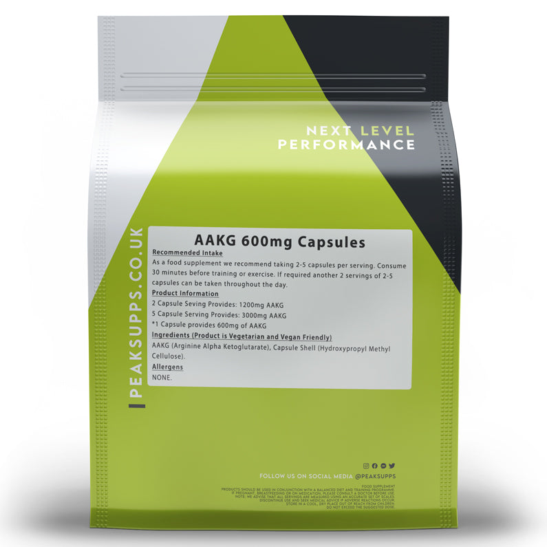 Peak Supps AAKG 600mg Capsules