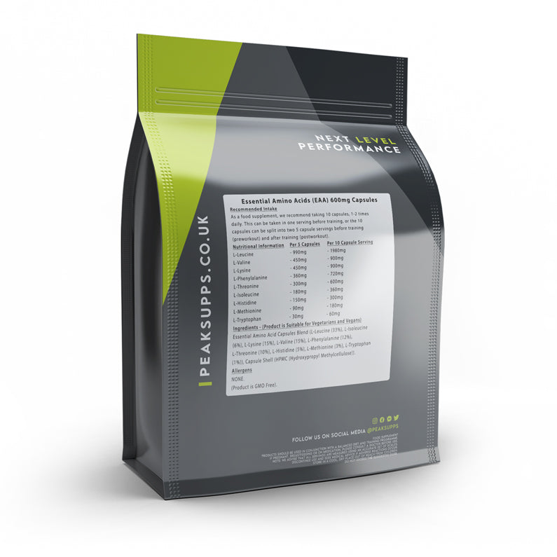 Peak Supps Essential Amino Acids (EAA) 600mg Capsules