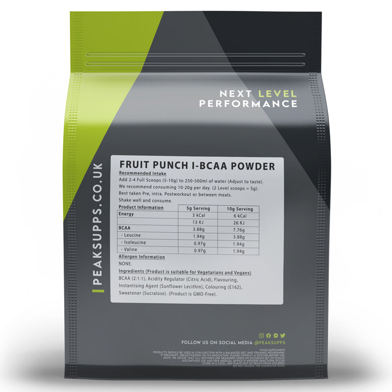 Peak Supps I-BCAA Powder - Fruit Punch Flavour