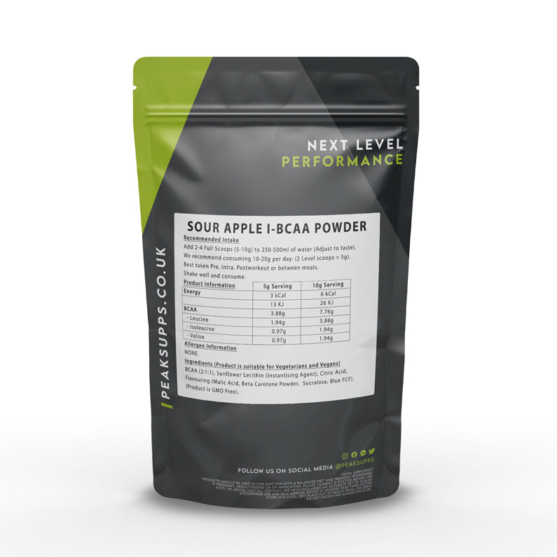 Peak Supps I-BCAA Powder - Sour Apple Flavour