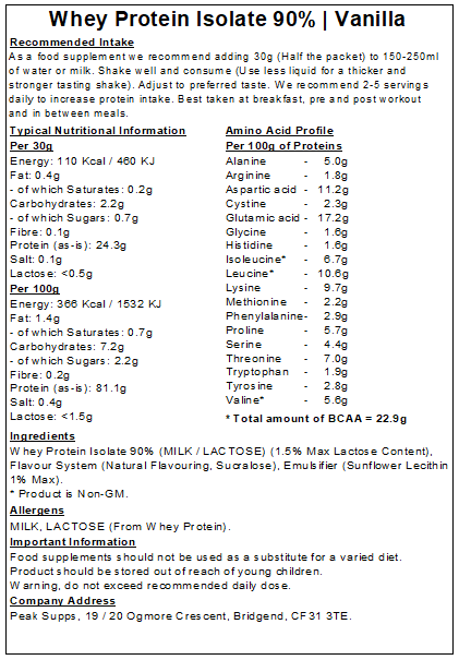 Whey Protein Isolate 90%