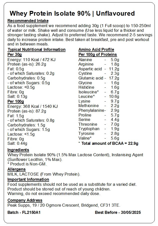 Whey Protein Isolate 90%